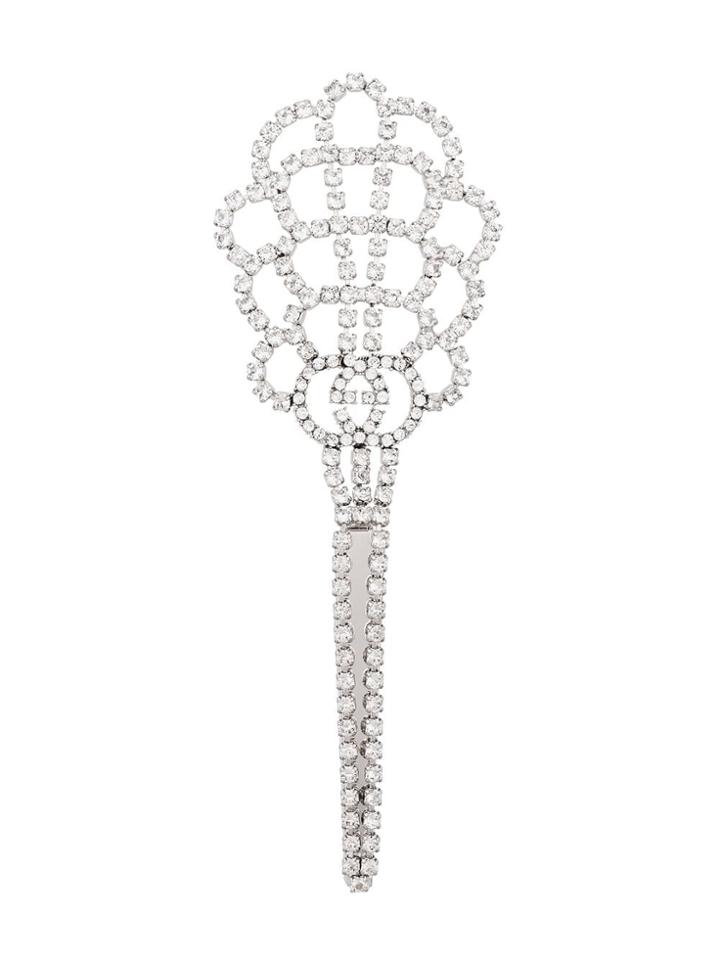 Gucci Silver Crystal Drop Detail Hairclip