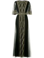 Tadashi Shoji Embroidered Maxi Dress - Black