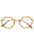 Chloé Eyewear Octagonal Frame Glasses - Yellow & Orange