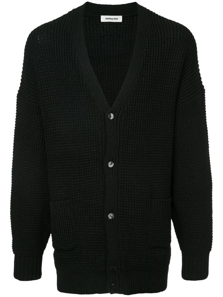 Monkey Time V-neck Slouchy Cardigan - Black