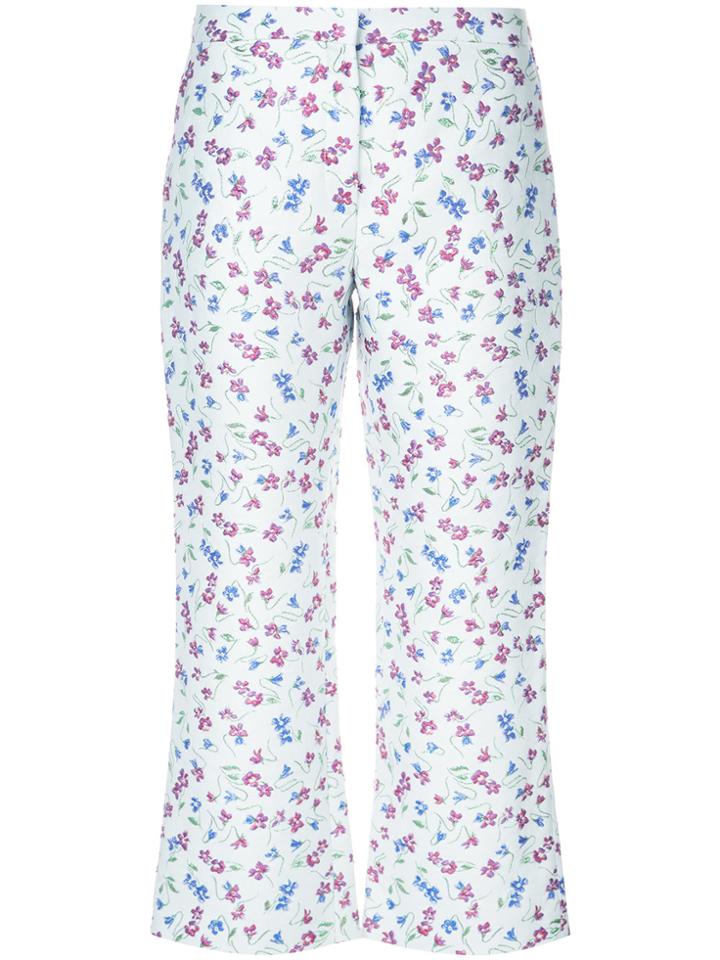 Altuzarra Floral Print Cropped Trousers - White
