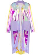 Natasha Zinko Iridescent Contrast Panel Oversized Trench Coat - Purple