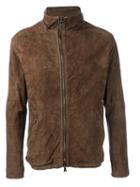 Giorgio Brato Zipped Leather Jacket, Men's, Size: 46, Brown, Leather/cotton/polyester