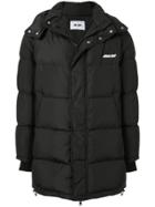 Msgm Quilted Hooded Jacket - Black