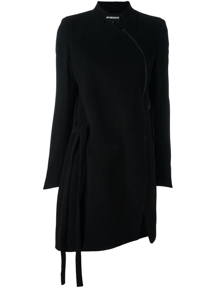 Ann Demeulemeester Belted Coat, Women's, Size: 38, Black, Cotton/nylon/rayon/wool
