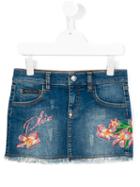 Philipp Plein Kids Embroidered Denim Skirt, Girl's, Size: 8 Yrs, Blue