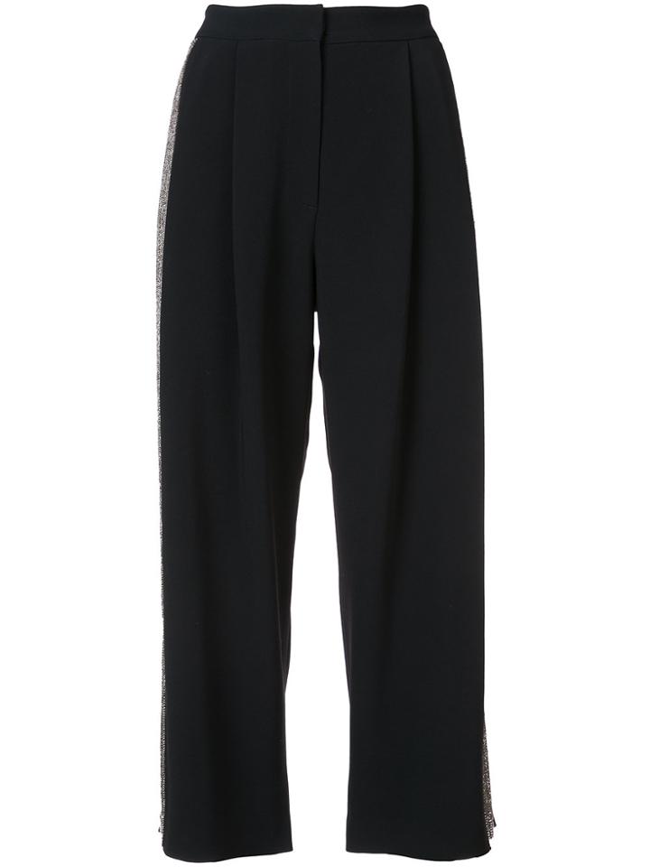 Adam Lippes Stretch Cady Pleat Front Culottes With Embellished Sides -