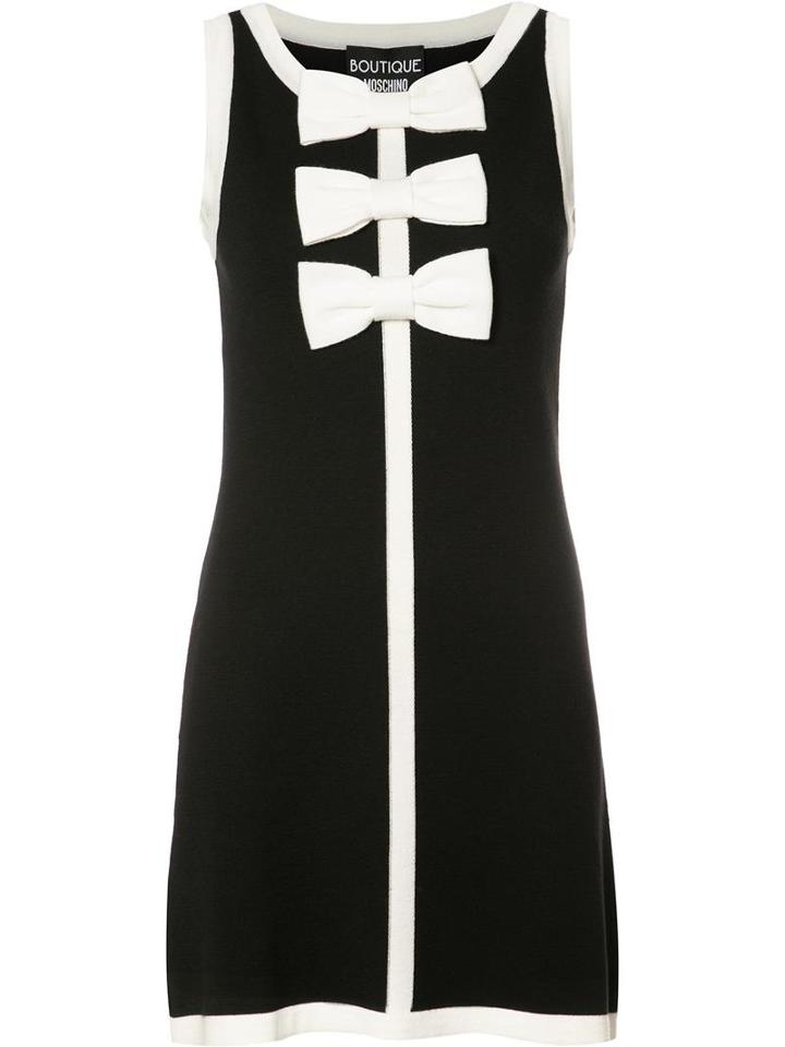 Boutique Moschino Bow Tie Mini Dress, Women's, Size: 42, Black, Cotton/virgin Wool