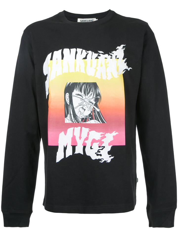 Sankuanz - Graphic Print Sweatshirt - Men - Cotton - L, Black, Cotton