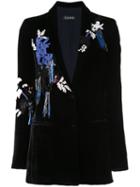 Cushnie Velvet Embroidered Blazer - Blue