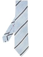 Isaia Contrast Stripe Tie - Blue