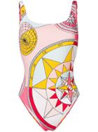 Tory Burch Compass Print Swimsuit - Pink