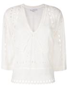 Iro V-neck Embroidered Blouse - Nude & Neutrals