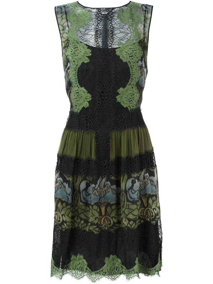 Alberta Ferretti Lace Overlay Dress, Women's, Size: 42, Green, Silk/cotton/other Fibers