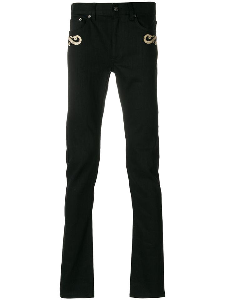 Roberto Cavalli Embroidered Skinny Jeans - Black