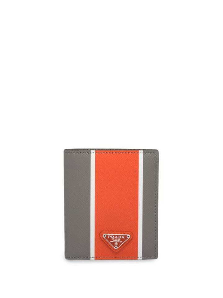 Prada Colour Block Bi-fold Wallet - Orange