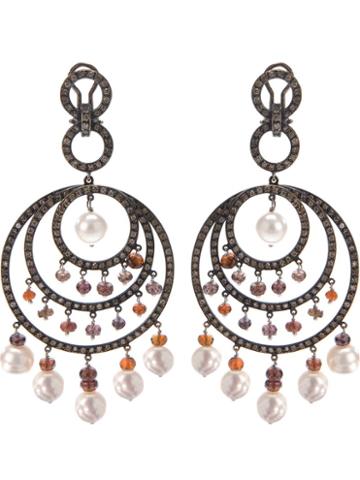 Paolo Piovan 18kt Black Gold Chandelier Earrings, Women's, Metallic