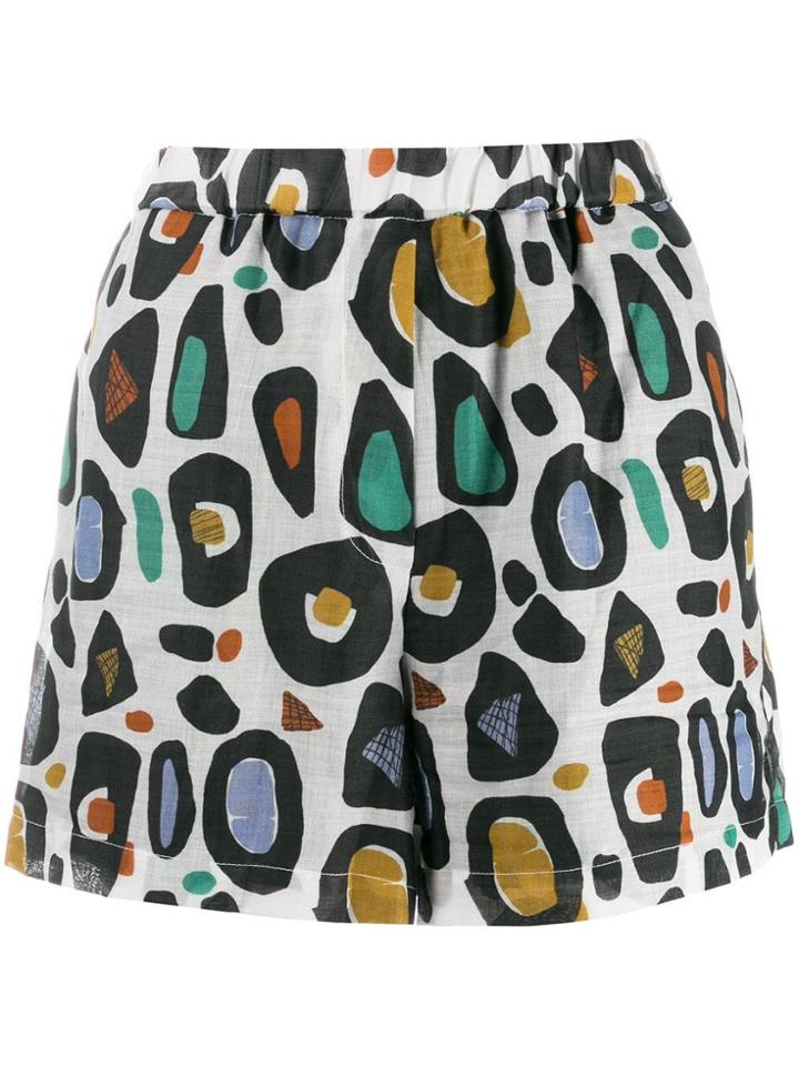 Tela Leopard Print Shorts - White