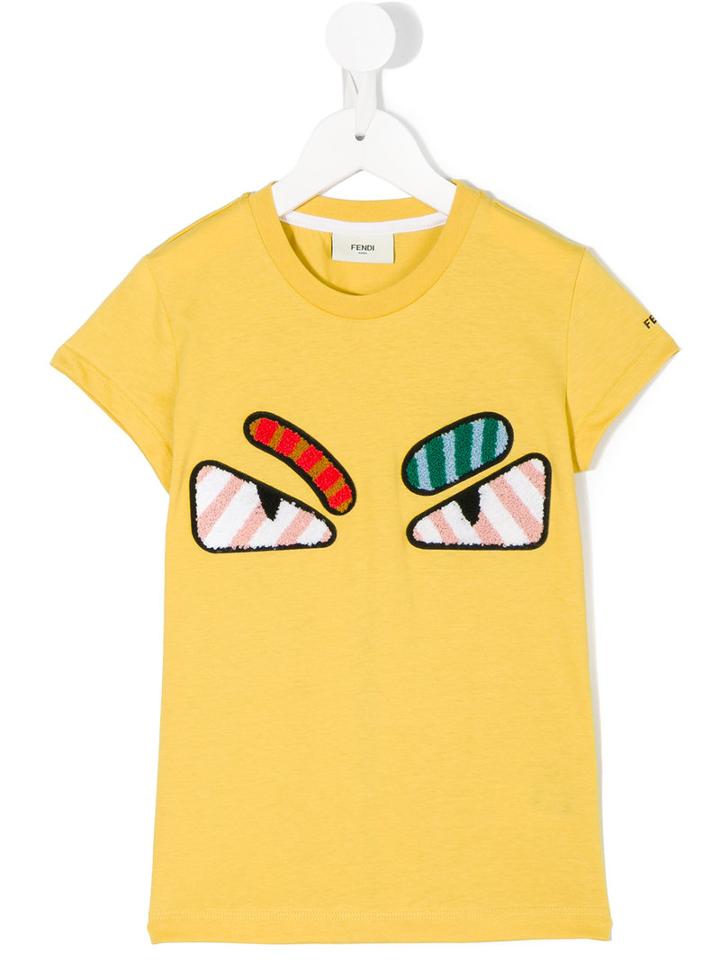 Fendi Kids - Faces T-shirt - Kids - Cotton - 6 Yrs, Yellow/orange