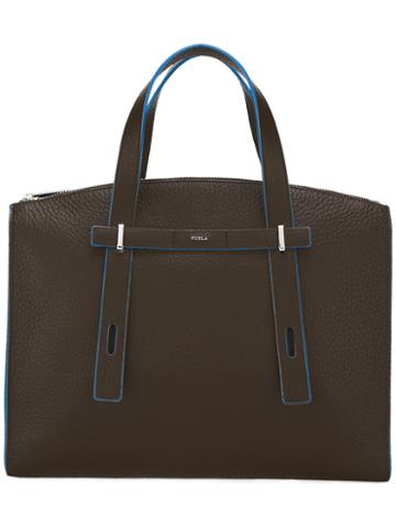 Furla Giove Tote, Men's, Brown, Calf Leather