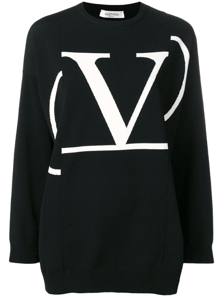 Valentino Oversized Contrast Logo Jumper - Black