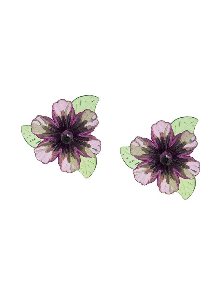 Ken Samudio Detailed Floral Earrings - Purple