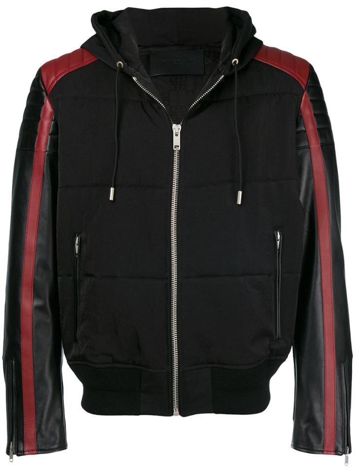 Givenchy Hooded Contrasting Sleeve Jacket - Black
