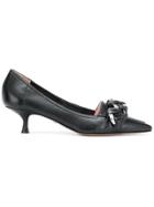 Anna F. Braid Embellished Kitten Heels - Black