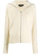 Isabel Marant Lenz Cable Knit Zipped Cardigan - White