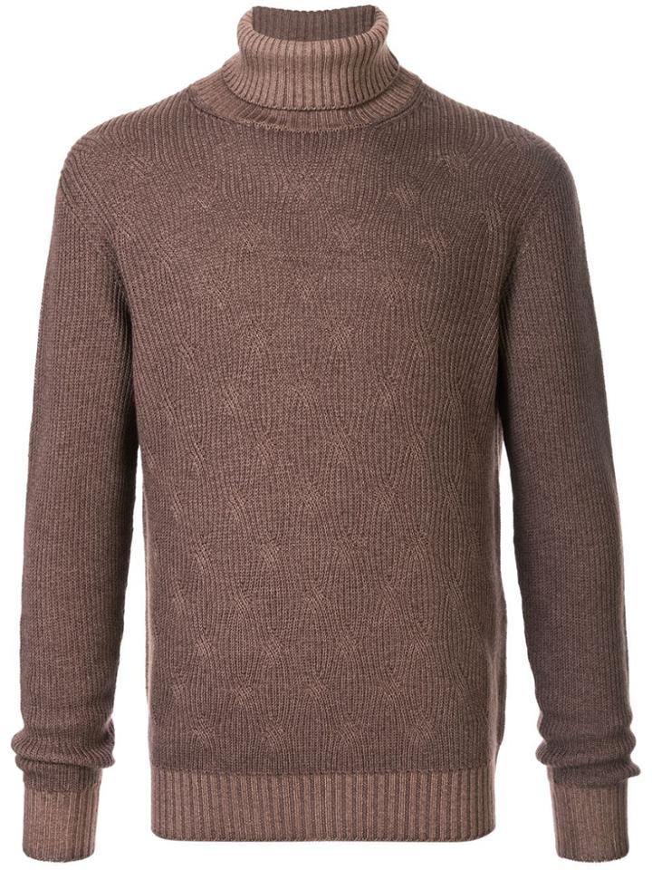 Corneliani Ribbed Turtleneck Jumper - Brown