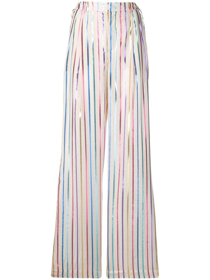 Attico Metallic Striped Trousers - Neutrals