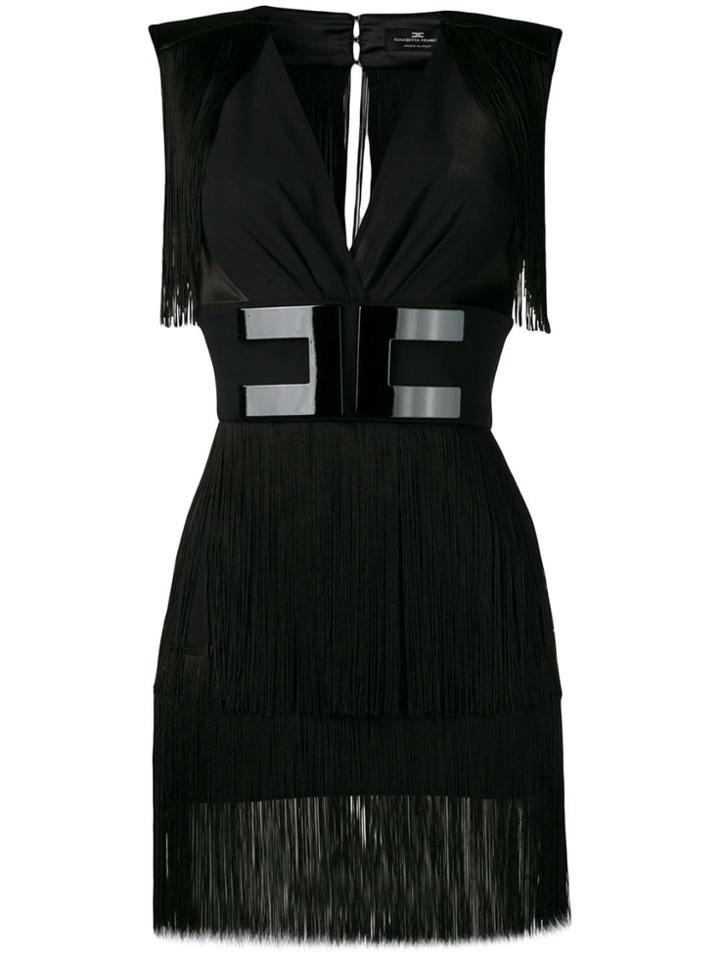 Elisabetta Franchi Fringed Cocktail Dress - Black