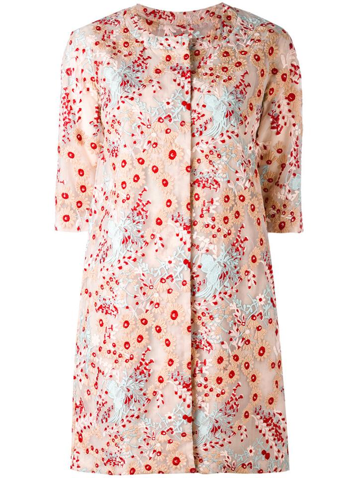 Si-jay - Floral Coat - Women - Polyester/nylon - 46, Pink/purple, Polyester/nylon