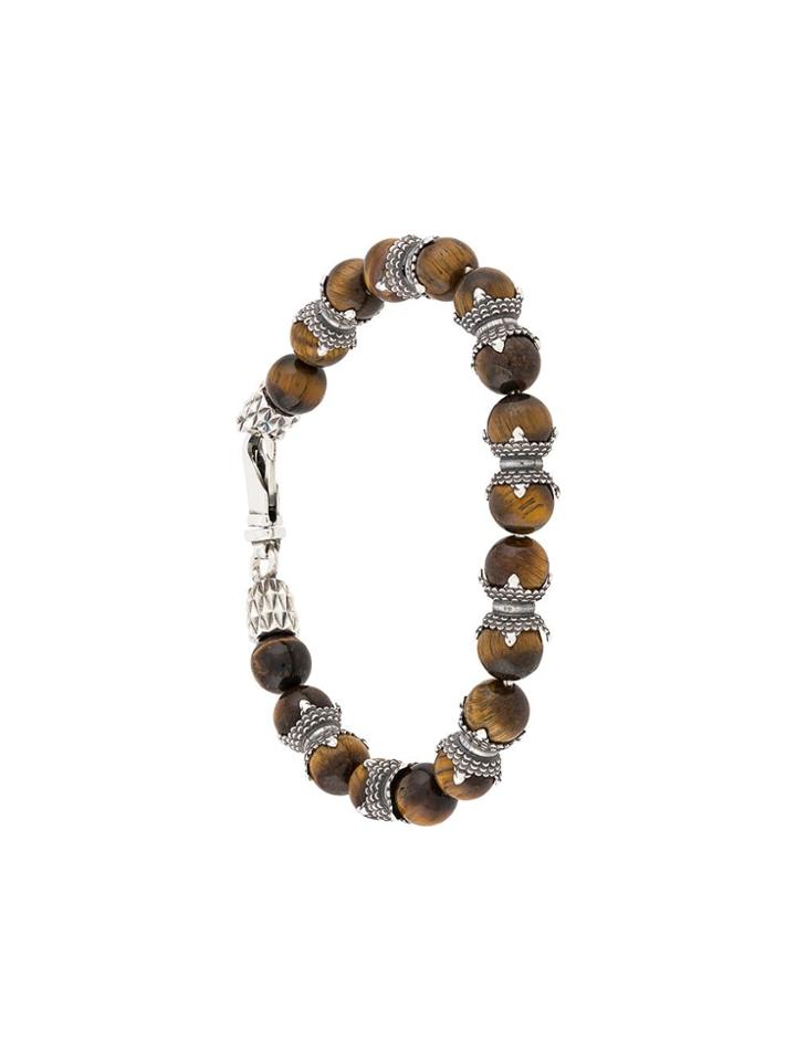 Emanuele Bicocchi Tiger Eye Beaded Bracelet - Brown