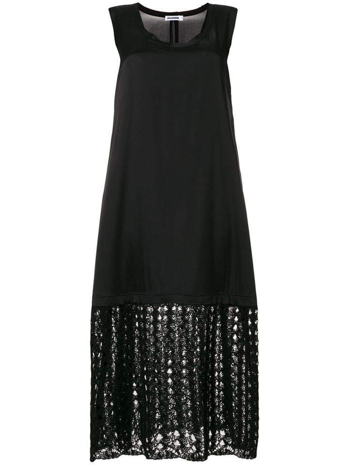 Jil Sander Knitted Hem Dress - Black