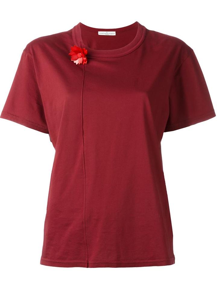 Golden Goose Deluxe Brand Flower Brooch T-shirt, Women's, Size: Large, Red, Cotton