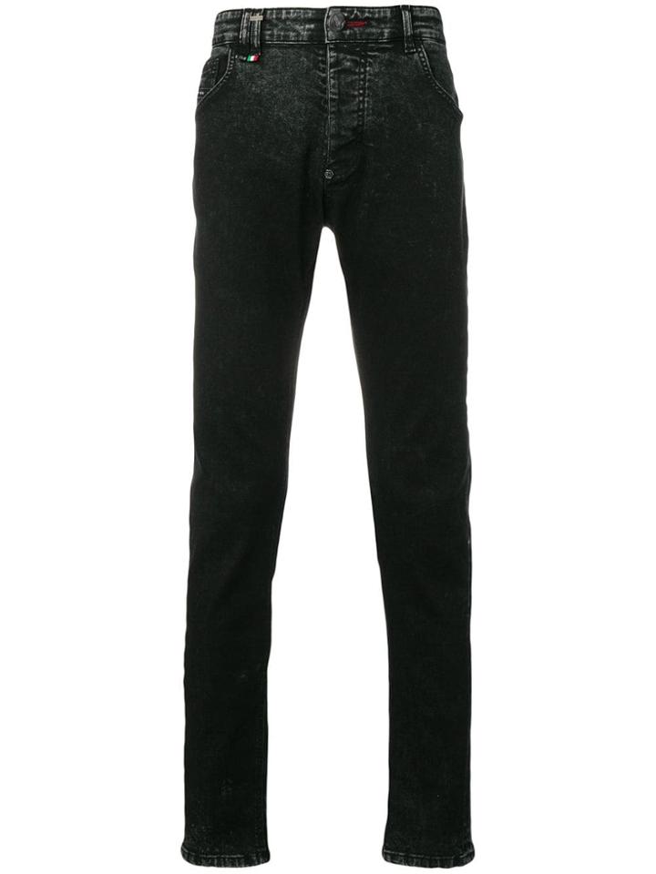Philipp Plein Stonewashed Slim-fit Jeans - Black