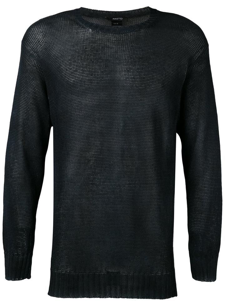 Avant Toi Crew Neck Jumper, Men's, Size: Large, Blue, Linen/flax