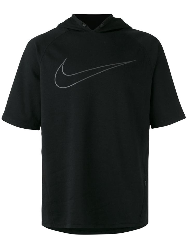 Nike - City Running Short Sleeve Hoodie - Men - Cotton/polyester - L, Black, Cotton/polyester