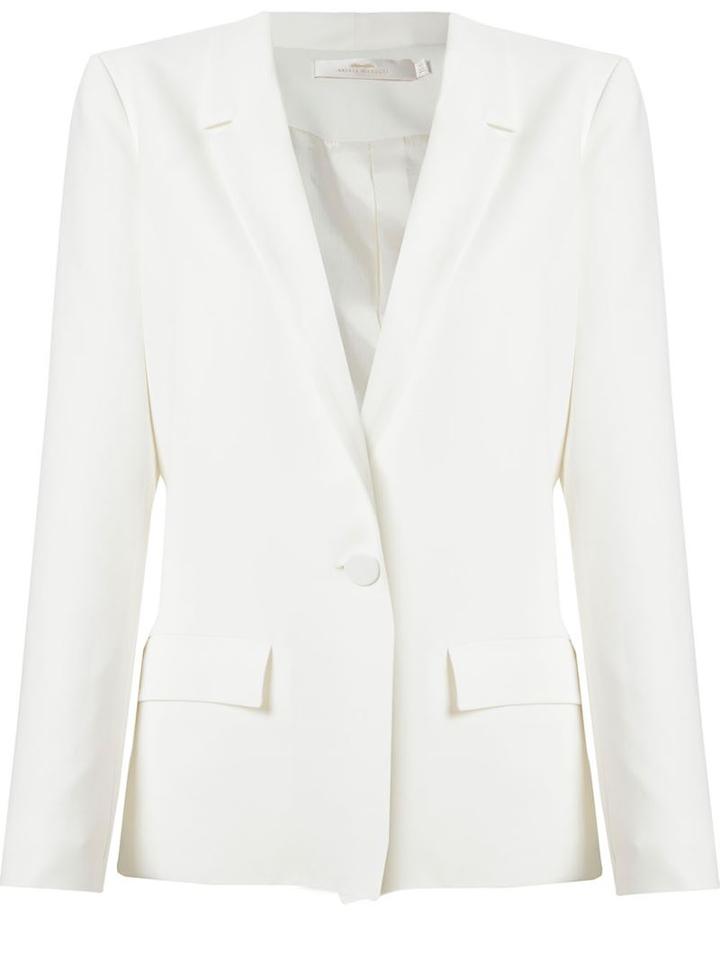 Andrea Marques Panelled Detail Blazer, Women's, Size: 38, White, Acetate/viscose