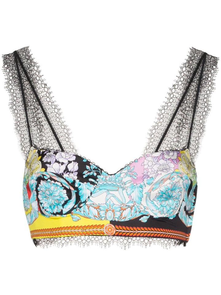 Versace Baroque Lace Trim Bralet - A7000 Multi Color