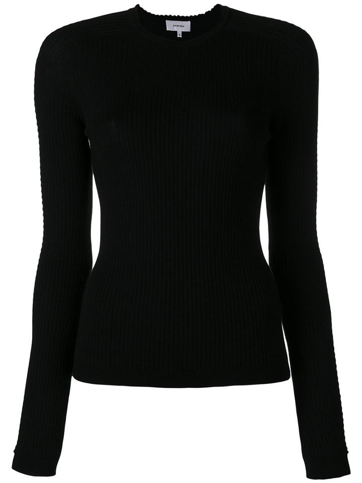 Carven - Ribbed Slim-fit Jumper - Women - Wool - M, Women's, Black, Wool