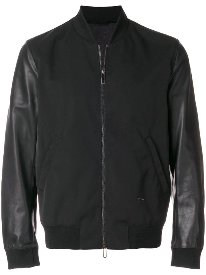 Emporio Armani Contrast Sleeve Bomber Jacket - Black