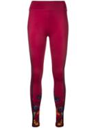 The Upside - Floral Print Detail Leggings - Women - Polyamide - Xs, Red, Polyamide