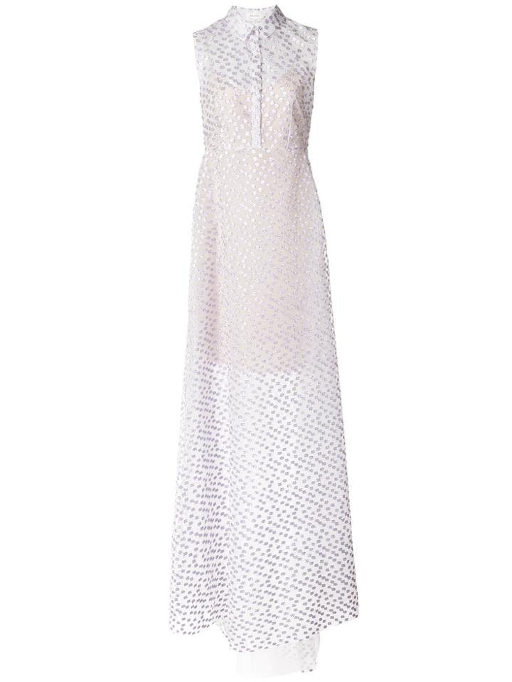 Delpozo Textured Long Button Down Dress - Pink & Purple