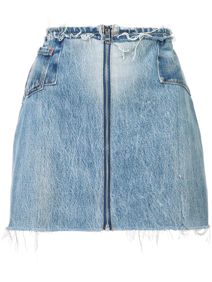 Re/done Raw Zipped Skirt - Blue
