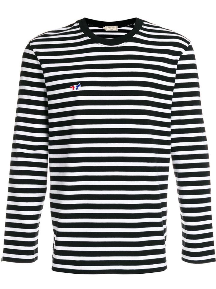 Maison Kitsuné Long Sleeve Stripe T-shirt - Black