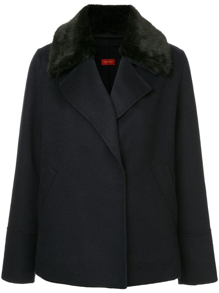 Des Prés Fax Fur Collar Coat - Blue