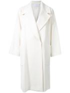 En Route Notched Lapel Long Coat, Women's, Size: 2, White, Wool