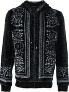 Versace Baroque Print Hoodie, Men's, Size: Medium, Black, Cotton/polyamide/lamb Skin
